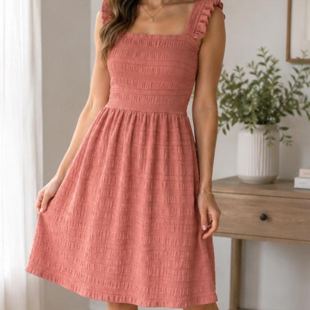 Womens dusty rose smocked